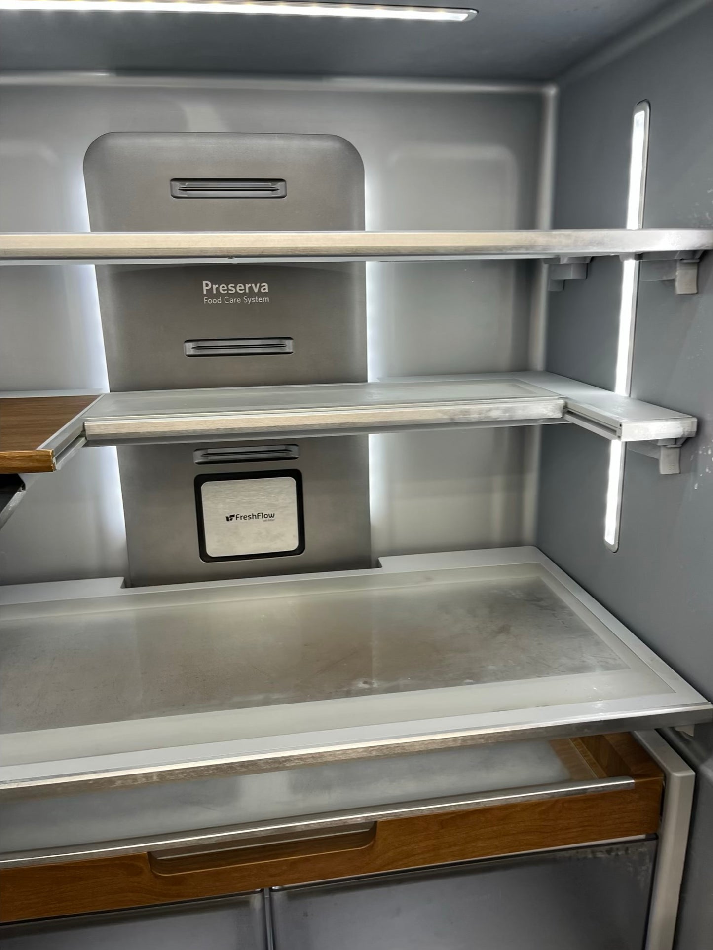 ^ Item: #RF94B Kitchen-Aid french door refrigerator counter deth slate stainless steel w/ ice maker 36” in