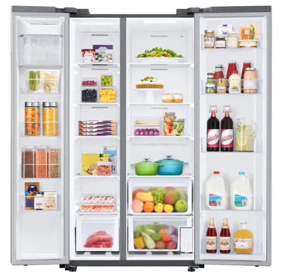 ★ Samsung Open Box 36 in. 28 cu. ft. Smart Side by Side Refrigerator in Fingerprint-Resistant Stainless Steel, Standard Depth RF539