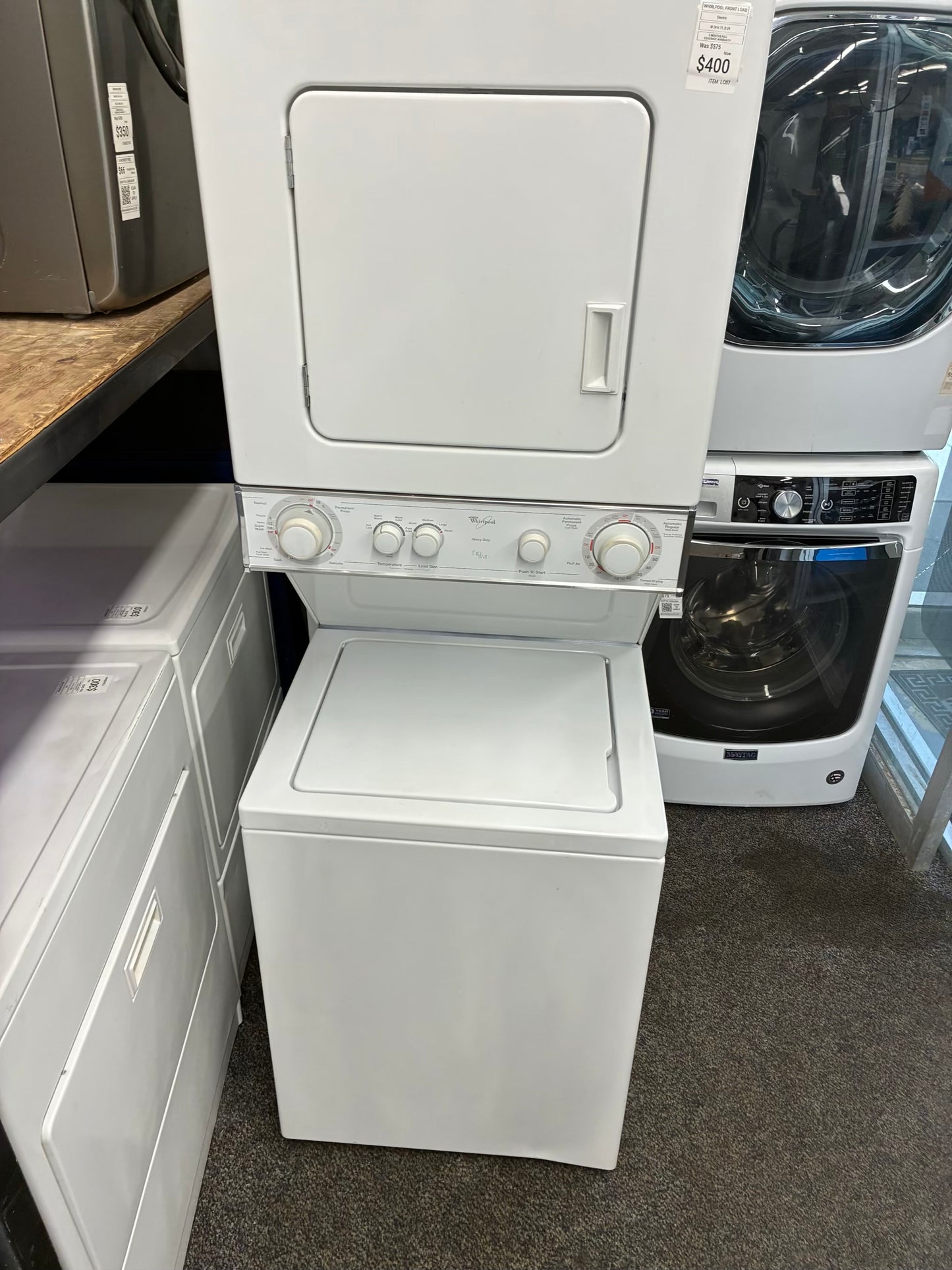 Whirlpool laundry center  washer and dryer set electric stackable 24”