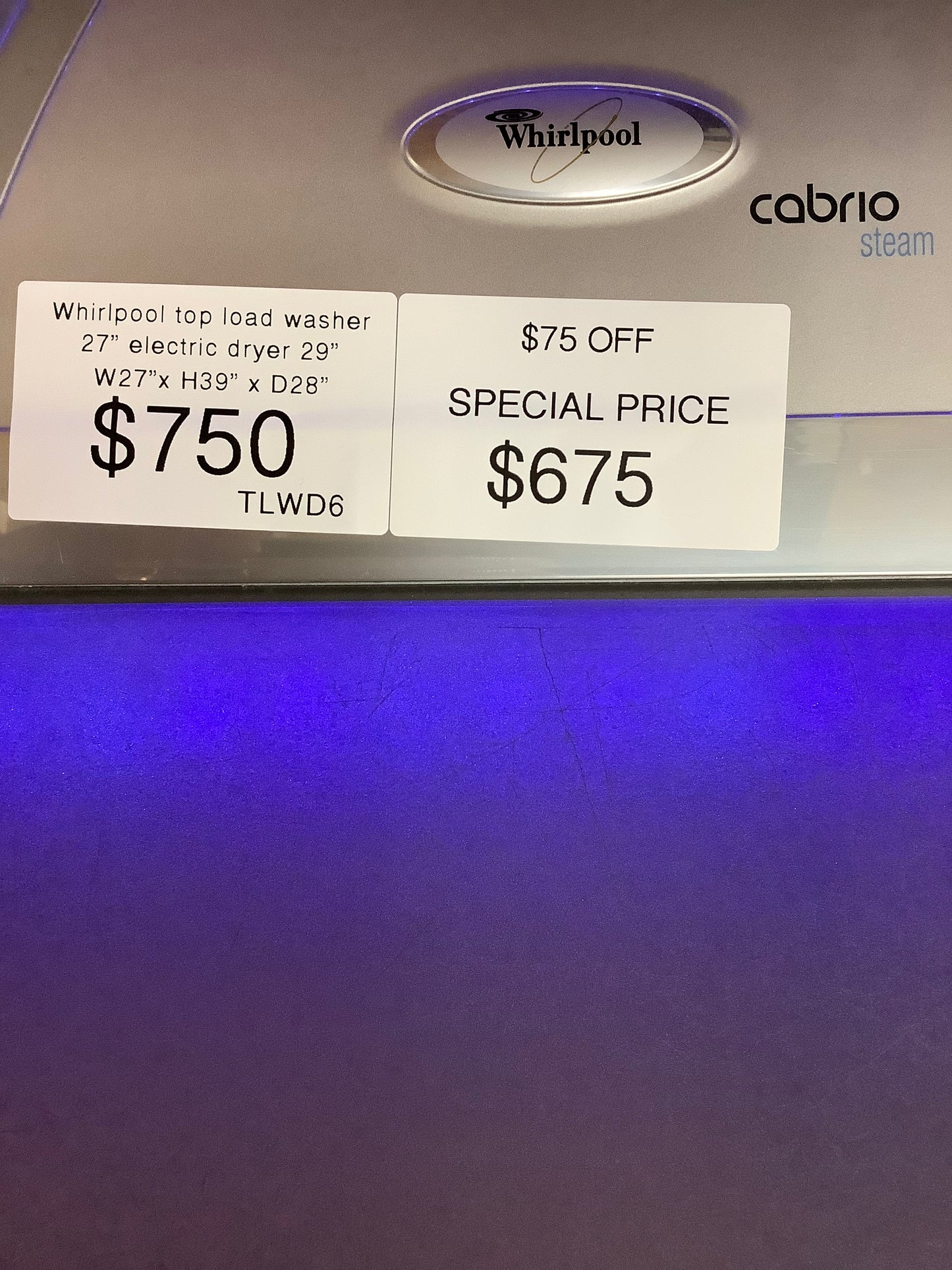Whirlool Cabrio set gray washer 27” and electric dryer 29” 💥💥$75 OFF💥💥ORIGINAL PRICE $750💥 💥