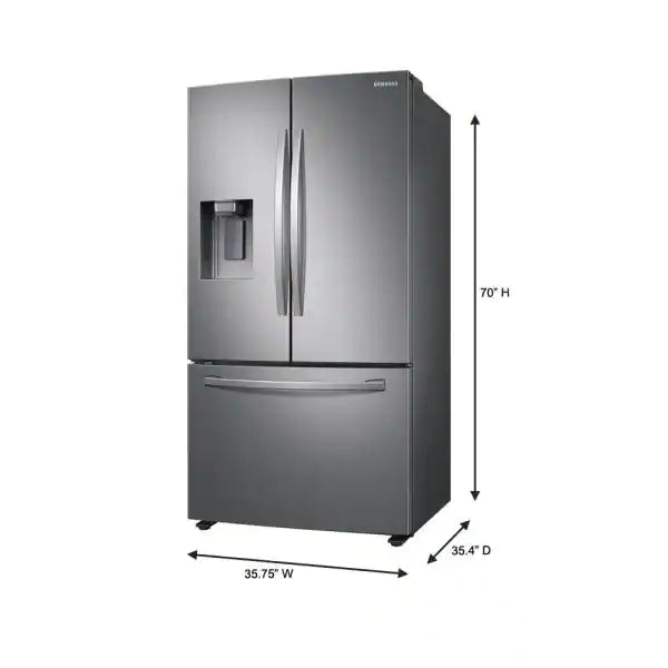 Samsung French Door Refrigerator 35.75 in. W 27 cu. ft. 3-Door in Fingerprint Resistant Stainless Steel, Standard Depth M: RF27T5201SR