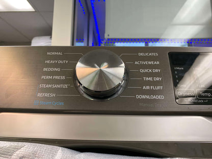 ★ Samsung Open Box 4.5 cu. ft. Smart High-Efficiency Front Load Washer with Super Speed  & 7.5 cu. ft. Smart Stackable Vented GAS Dryer with Steam Sanitize+ in champagne 27 in WD739