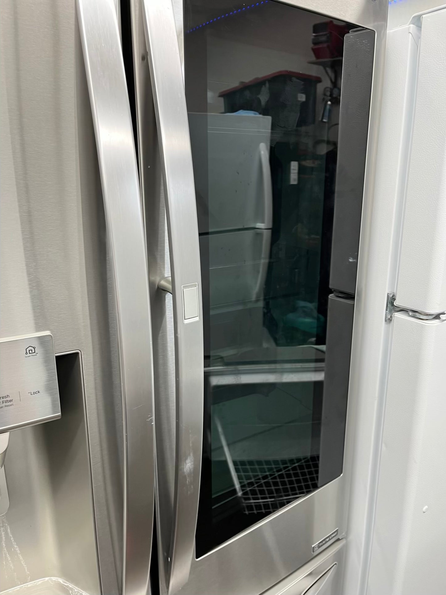 - ITEM: #RF73k LG french door refrigerator stainless steel 36” with water dispenser and ice maker inside