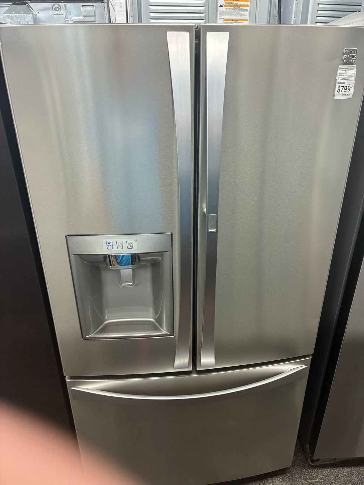 Kenmore French door refrigerator stale stainless steel 36” ice maker water dispenser