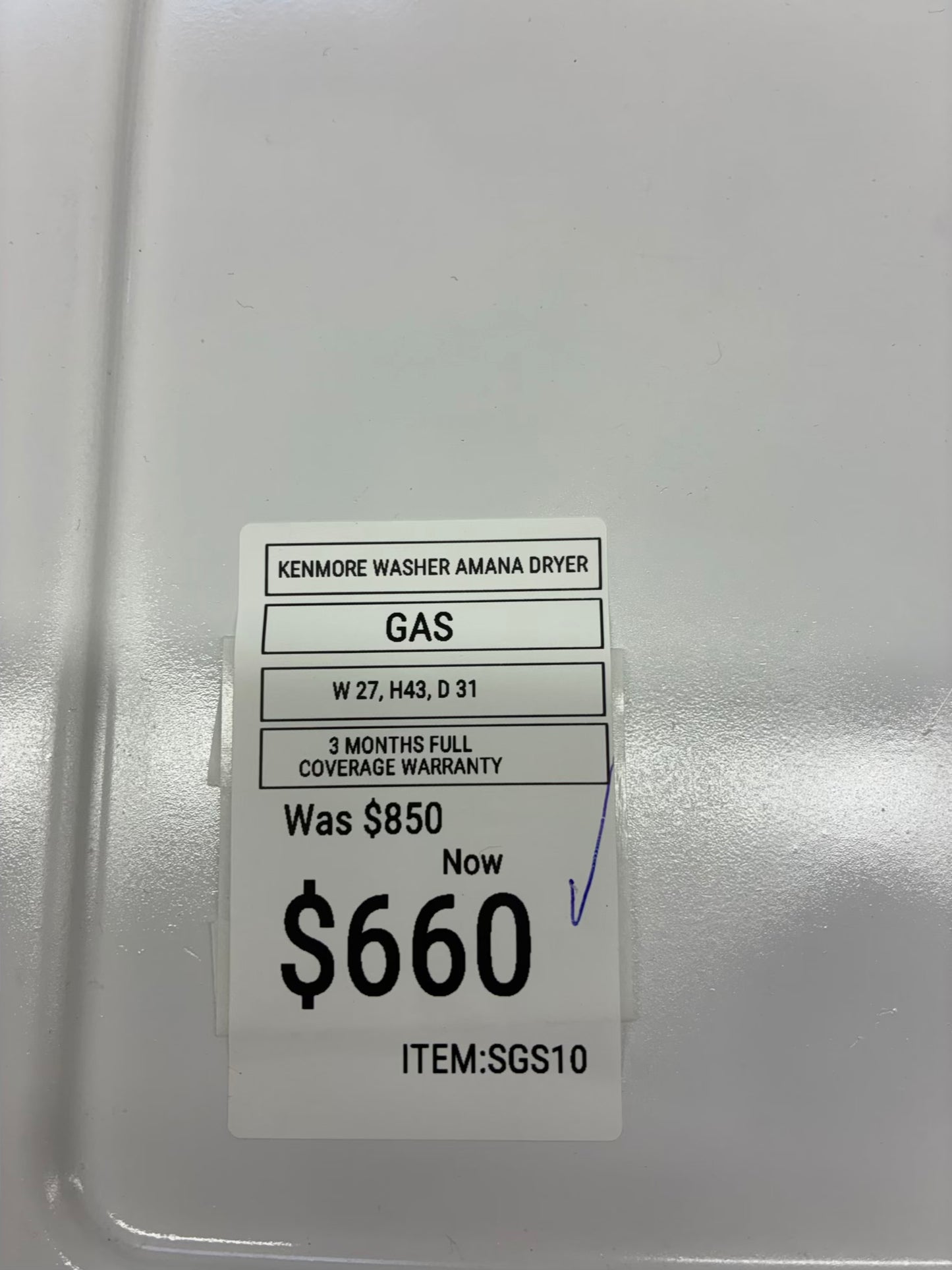 KENMORE WASHER N DRYER TOP LOAD ELECTRIC 27”