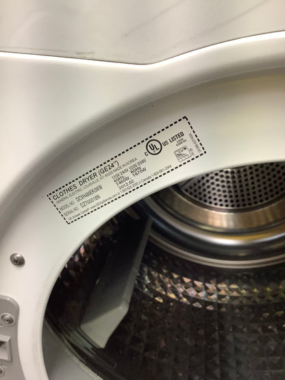 Ge electric dryer front load apartment size 24” white stainless steel Drom