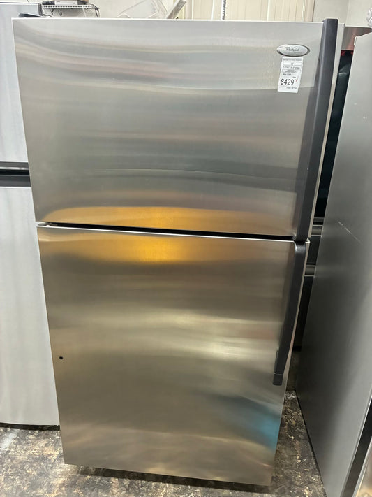 Whirlpool top freezer refrigerator stainless steel 33”