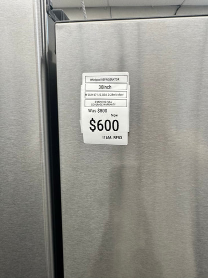 Whirpool 30 inch French door refrigerator stainless steel water dispenser and ice maker bottom