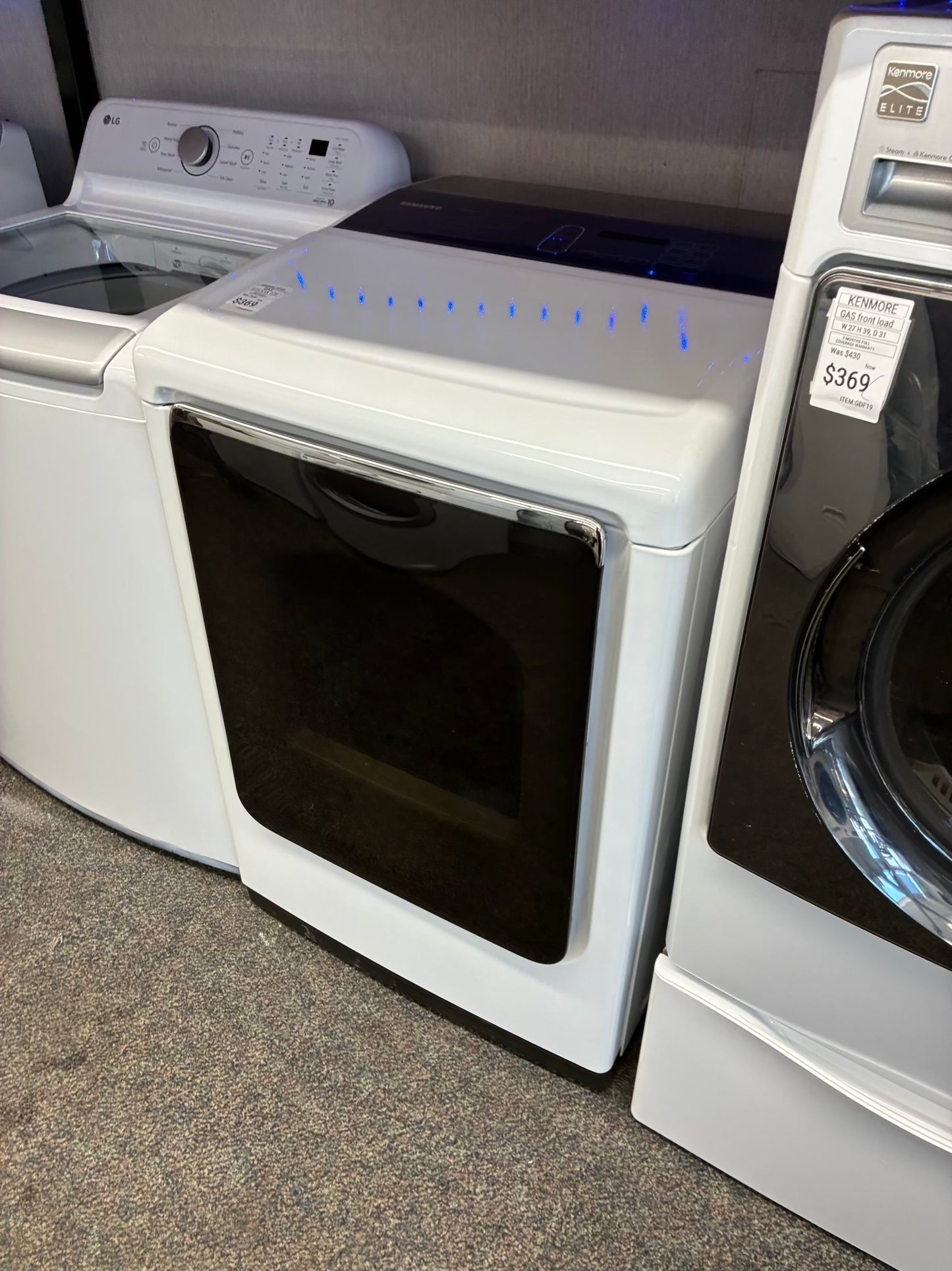Samsung gas dryer 27” large capacity white