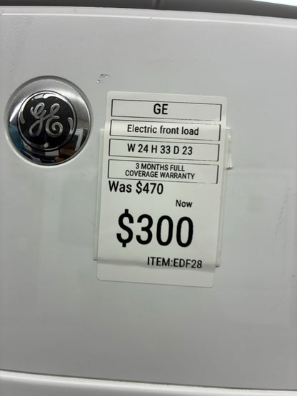 GE front load electric dryer 220v large capacity stackable 24”