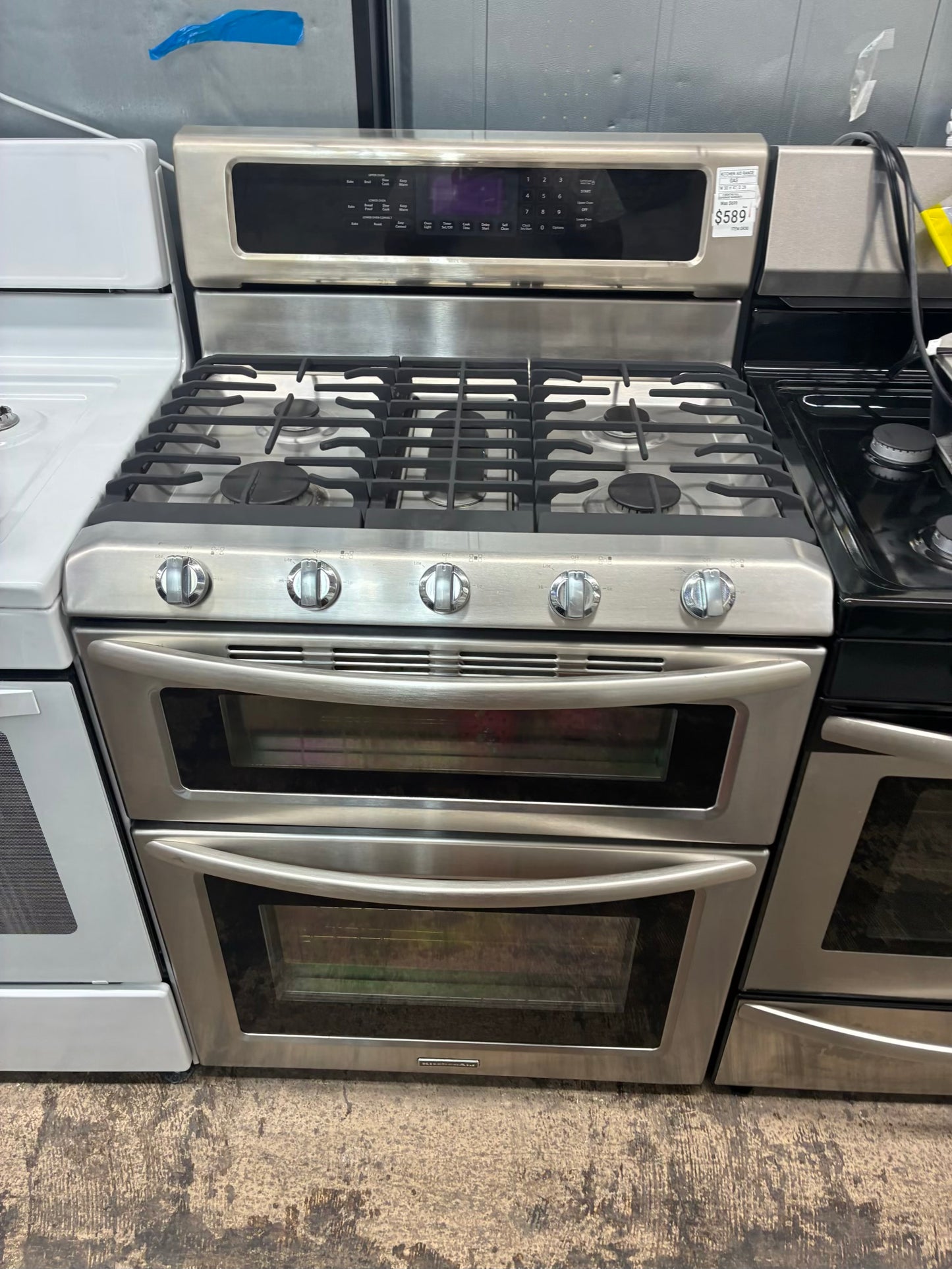 Kitchen Aid Gas Range Stainless Steel 5 Burners 30” double oven