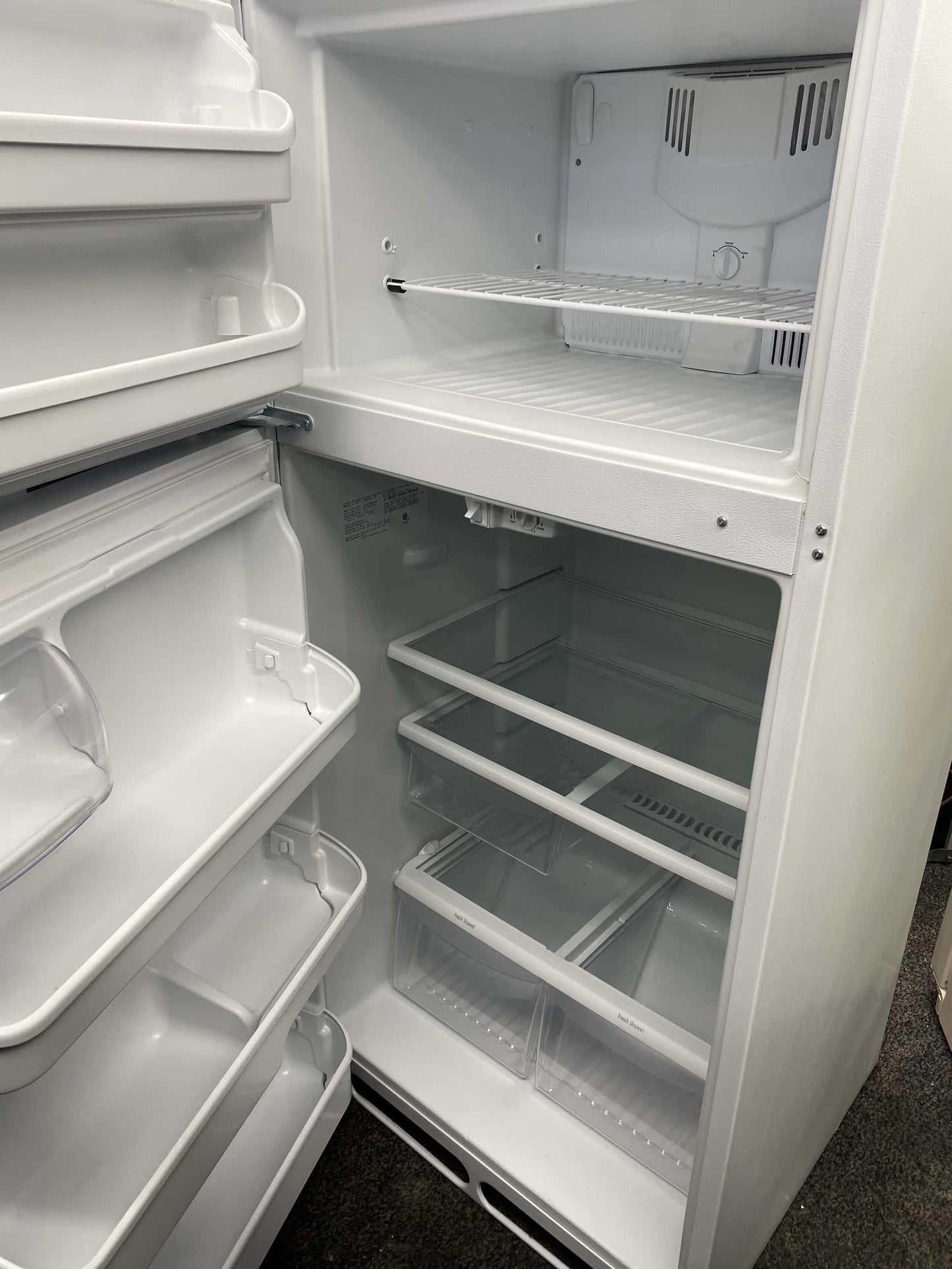 ITEM: #RF74D Frigidaire top  freezer white refrigerator  30” inc