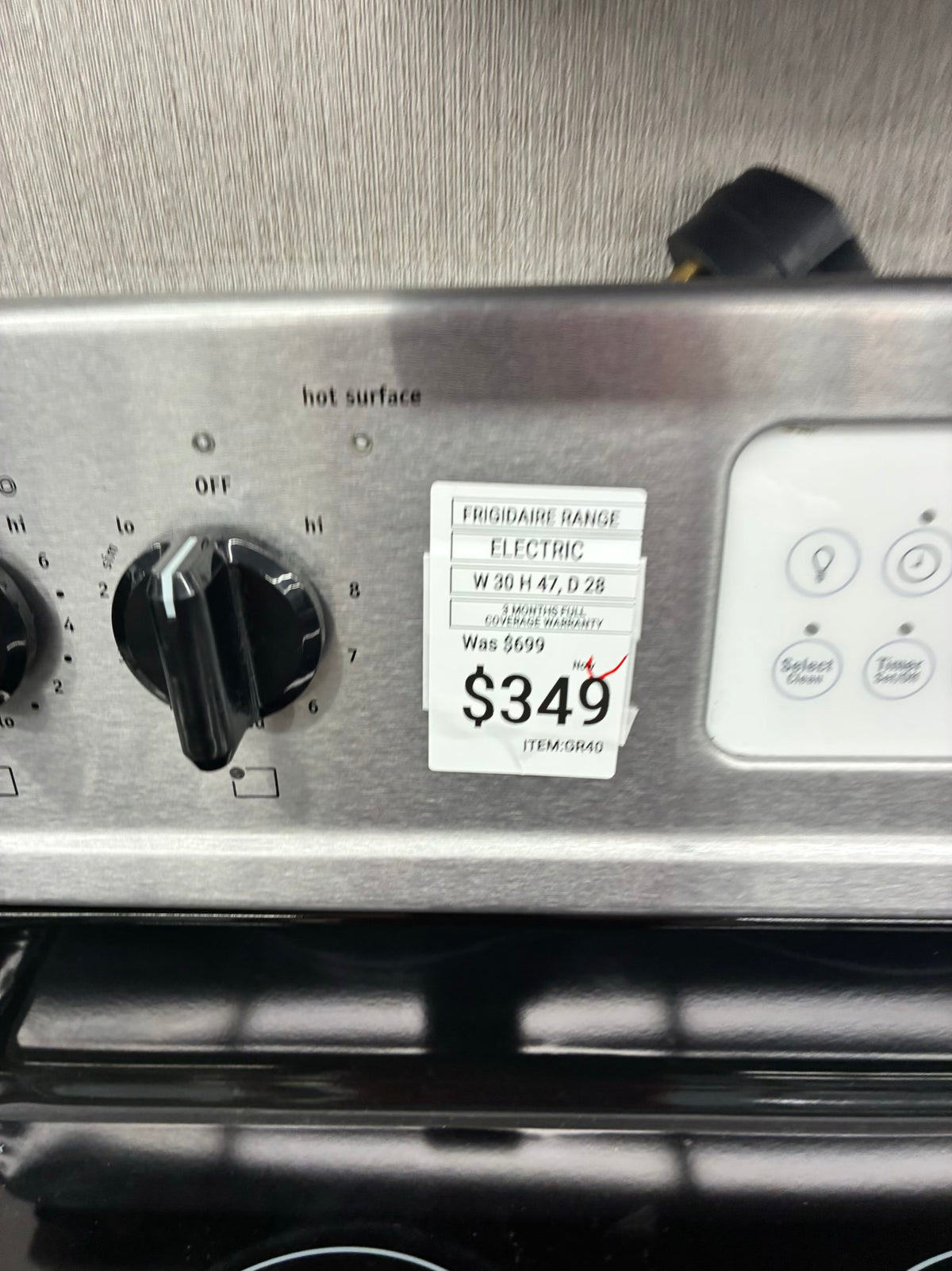 Frigidaire electric range stainless steel 30”