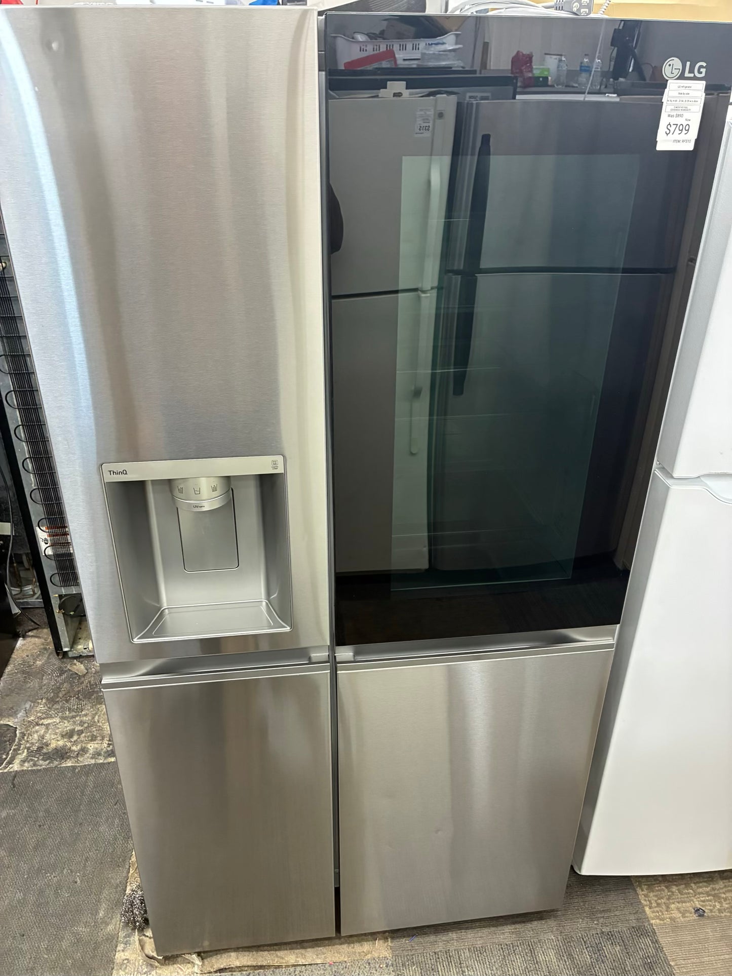 LG side by side refrigerator stainless steel 36” water dispenser ice maker