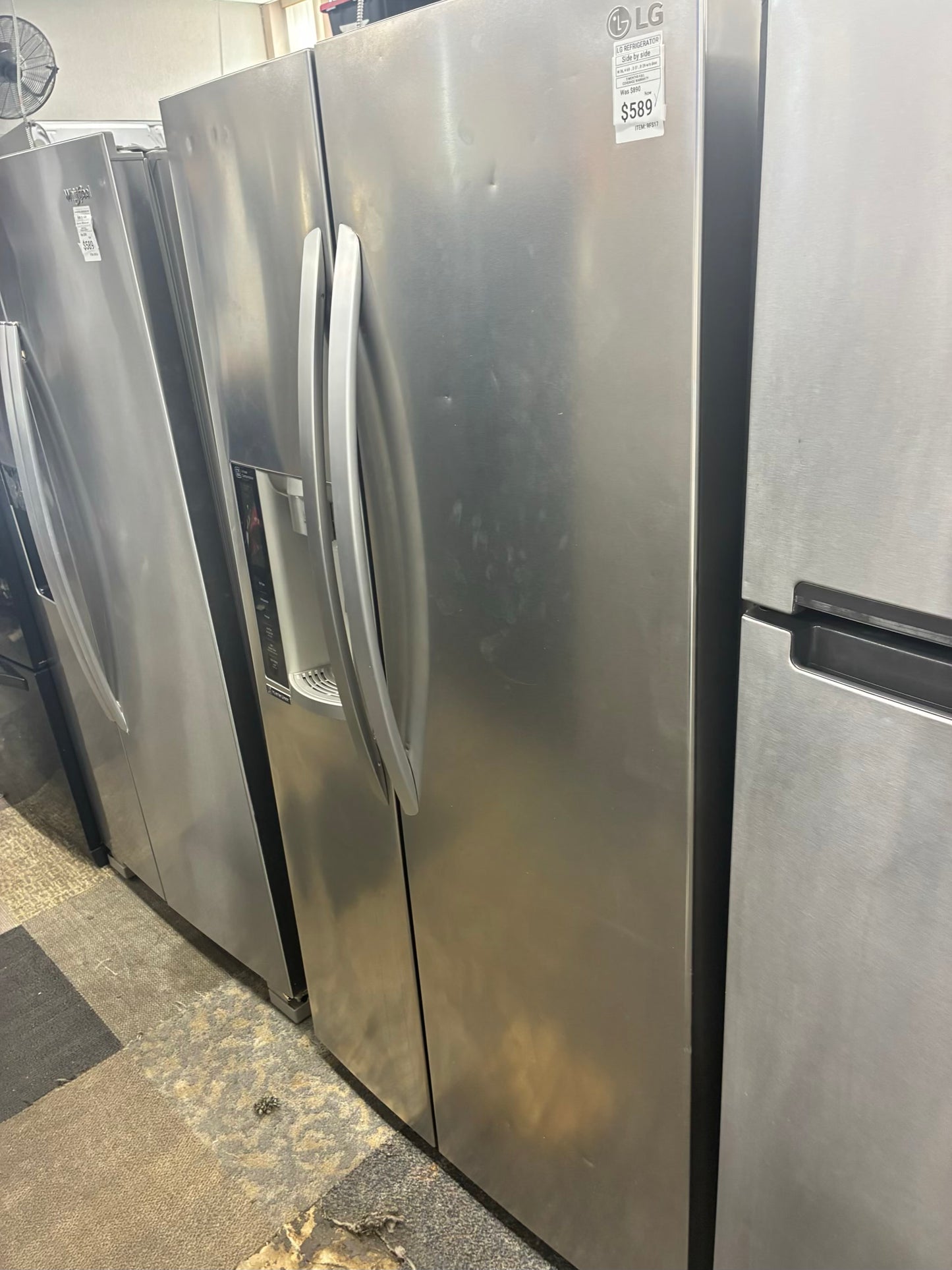 LG side by side refrigerator stainless steel 36” ice maker water dispenser ice maker