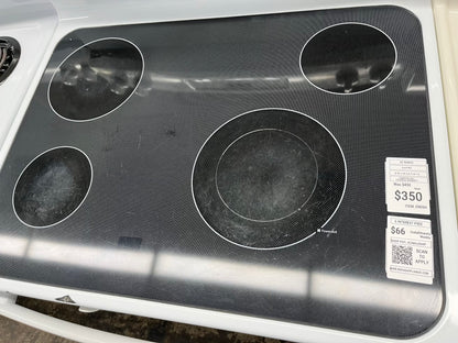 ^ ITEM #ER05H GE electric white  range 4 burner 30 inch