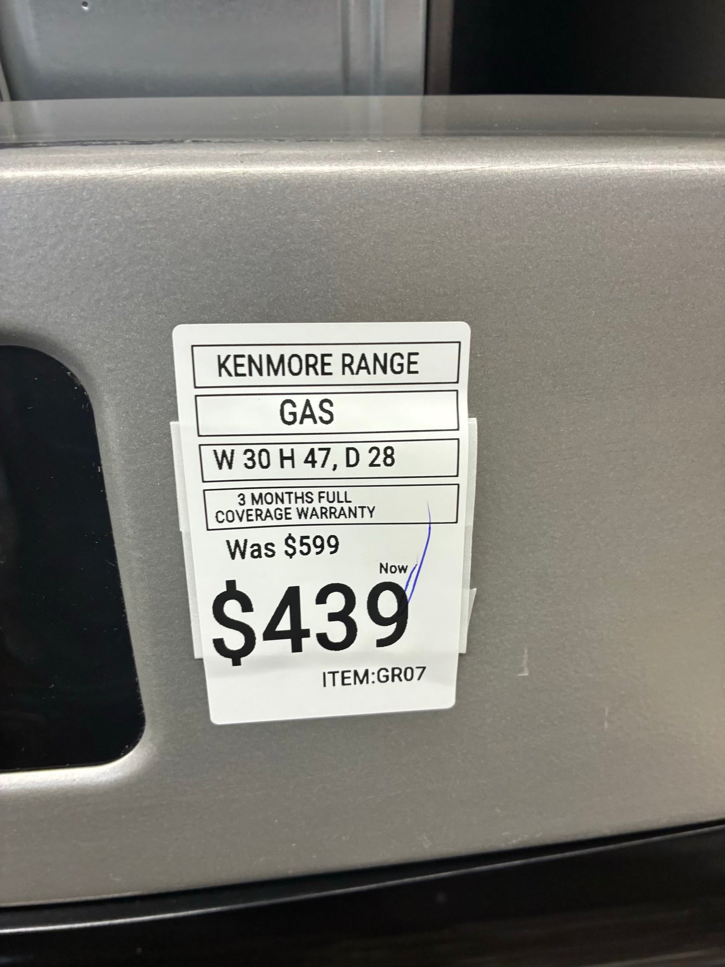 Kenmore Gas Range Stainless Steel 4 Burners 30”
