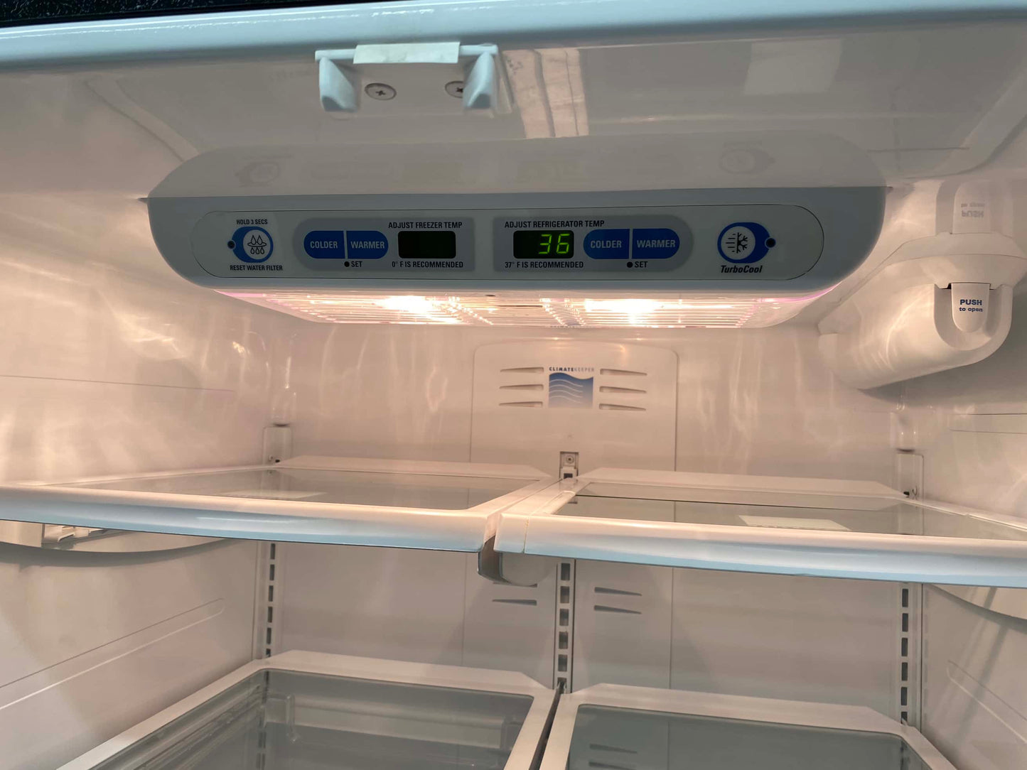 Item: #RF76S Frigidaire French door refrigerator stainless steel w/water ice dispenser 33 in.
