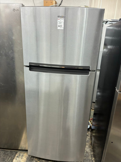 Whirlpool top freezer refrigerator stainless steel 28”