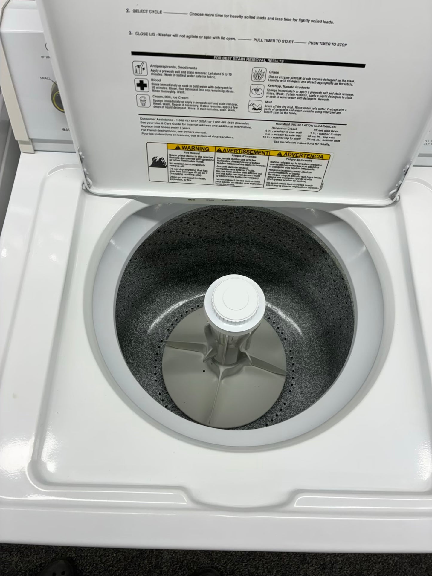 ROPER top load washer  large capacity side x side 27”