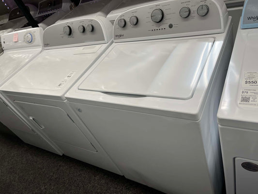Item #ED73C whirlpool electric dryer stainless steel drum top load  washer side by side 29”