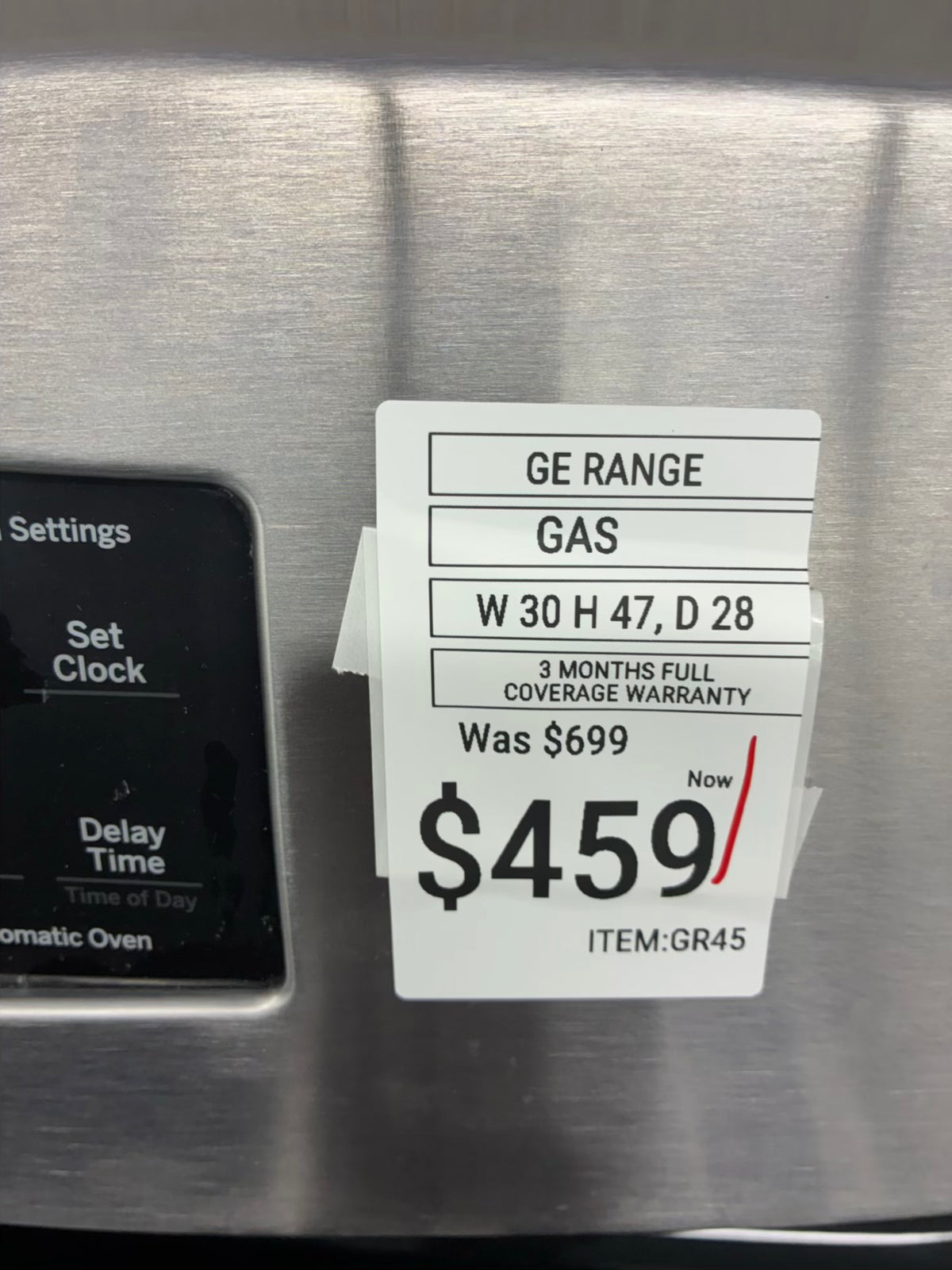 GE Gas Range Black 4 Burners 30”