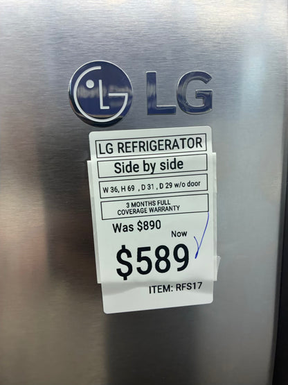 LG side by side refrigerator stainless steel 36” ice maker water dispenser ice maker