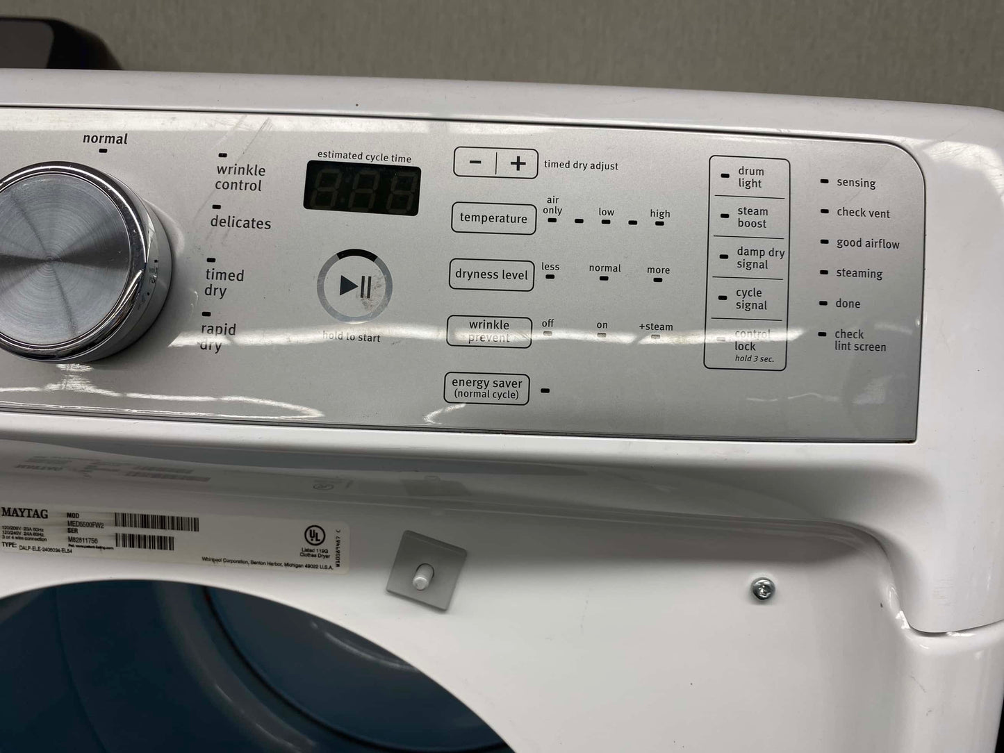 ITEM #ED229 Maytag  front load electric dryer 220v  stackable large capacity stainless steel drum 27 in D