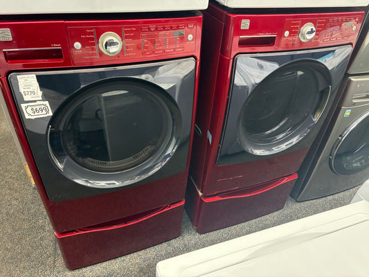 Kenmore  gas washer 27” and dryer 29” top load red pedestal