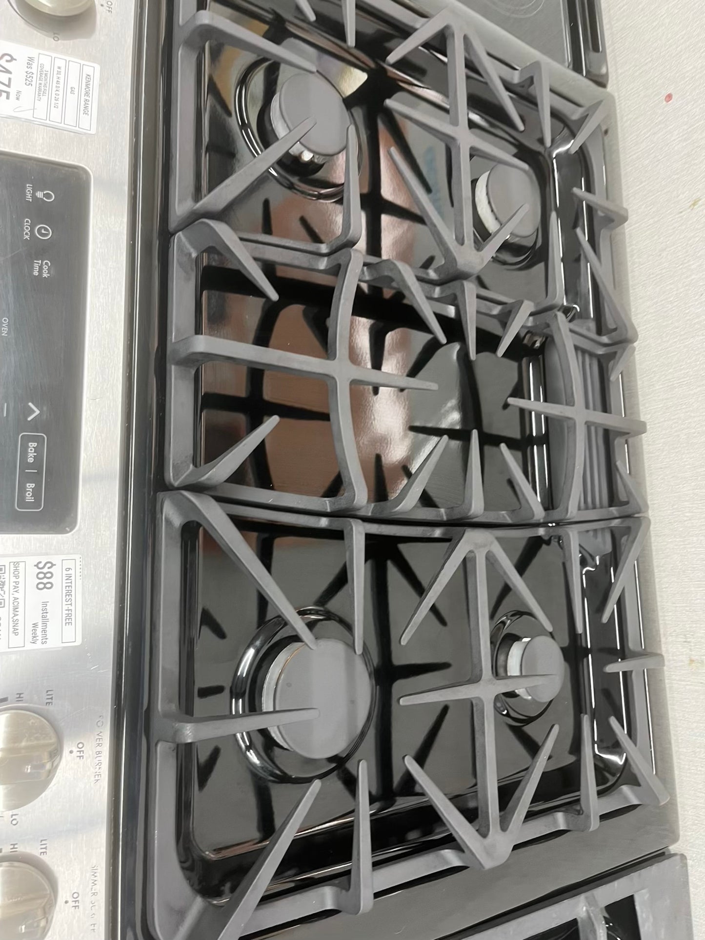 ^ ITEM #GR77A kenmore  Stainless steel slide in gas range 5 burner 30 inch