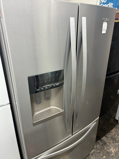 Whirlpool French door refrigerator stale stainless steel 36” ice maker water dispenser
