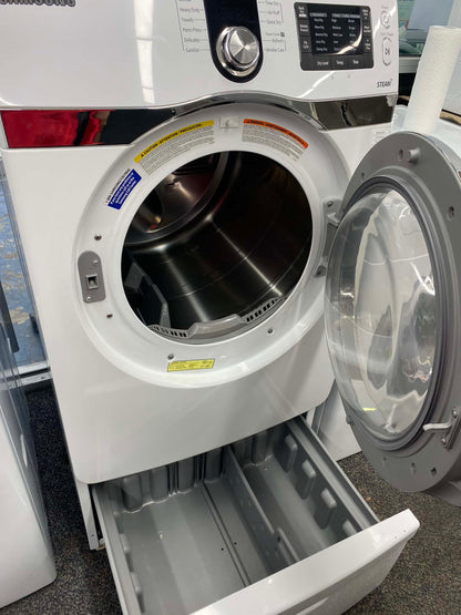 ITEM: #ED207 Samsung front load electric dryer 220v large capacity stackable 27” w/pedestal