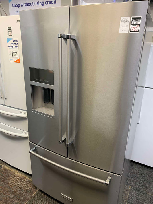 - KitchenAid French door refrigerator stainless steel w/water ice dispenser 36 in RF335
