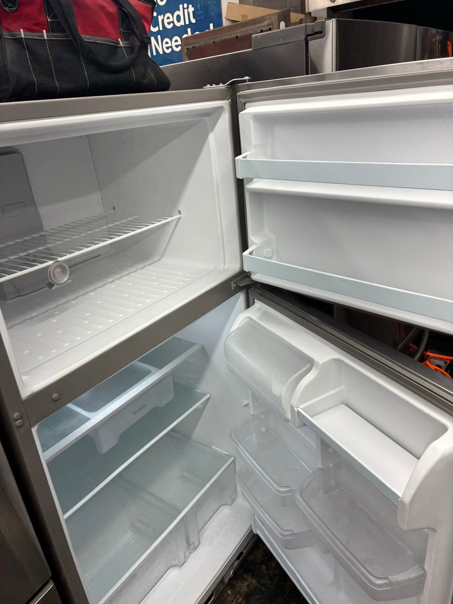 Whirlpool  top freezer refrigerator stainless steel 30”