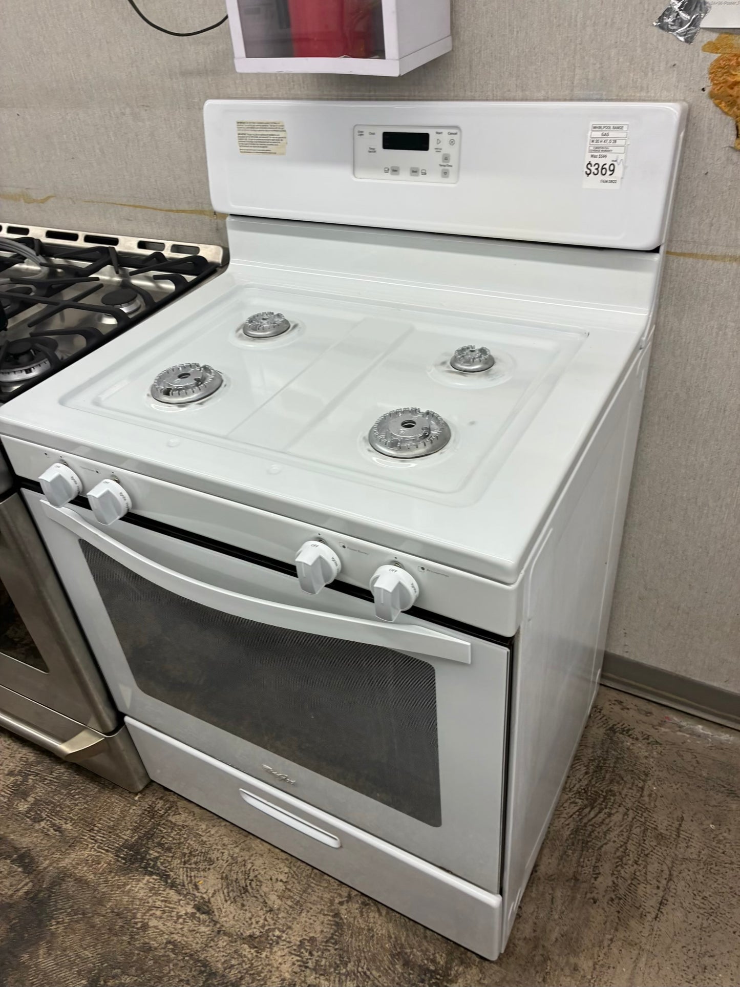 Whirlpool Gas Range white color  4 Burners 30”