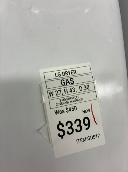 LG gas dryer 27” large capacity white
