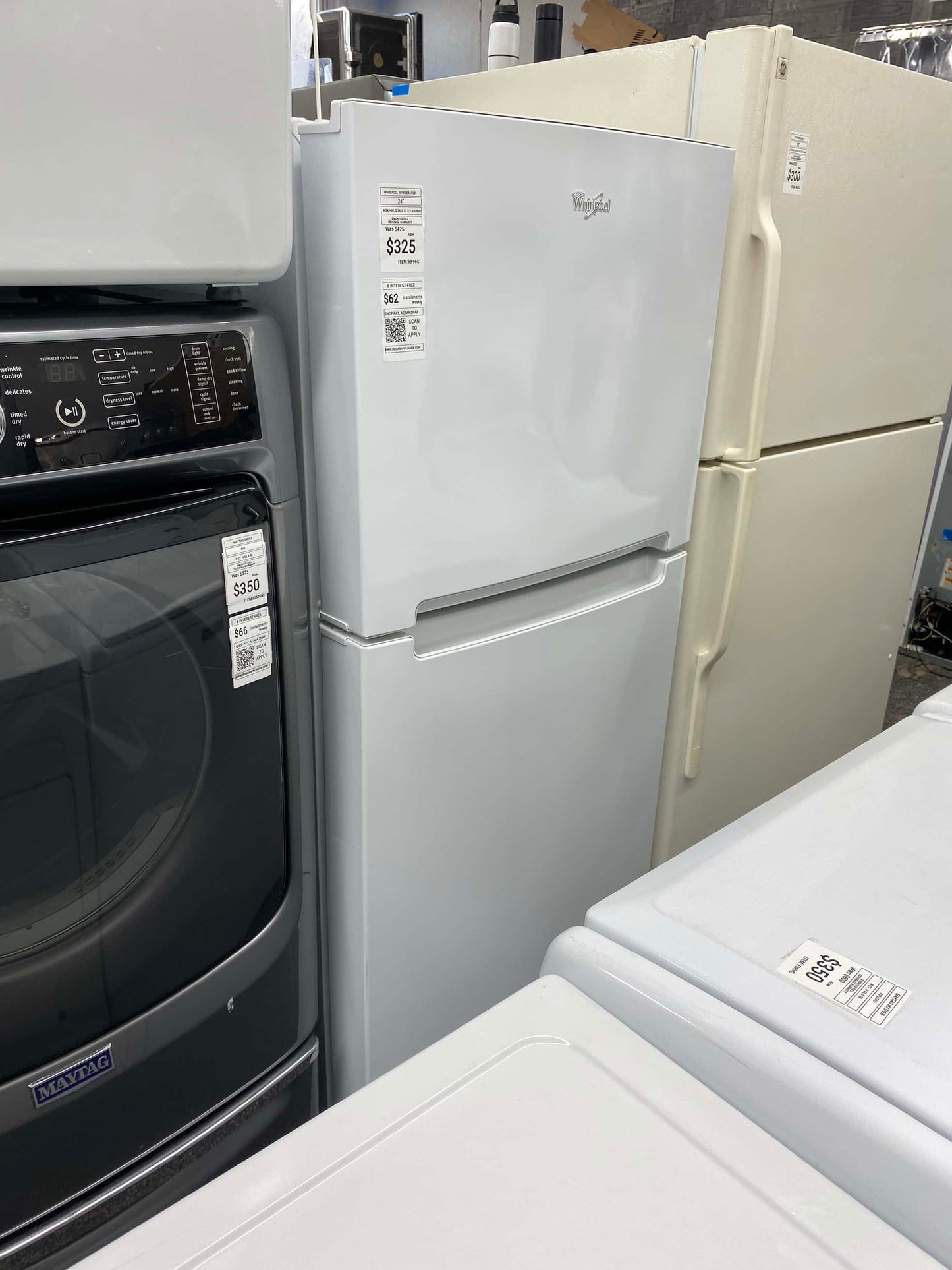 - ITEM: #RF96C Whirlpool top freezer white refrigerator  24 inc