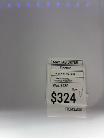 Maytag electric dryer 29” large capacity white