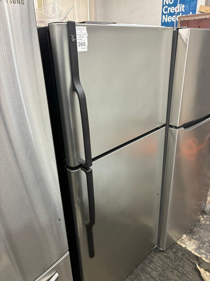 GE top freezer refrigerator stainless steel 30”