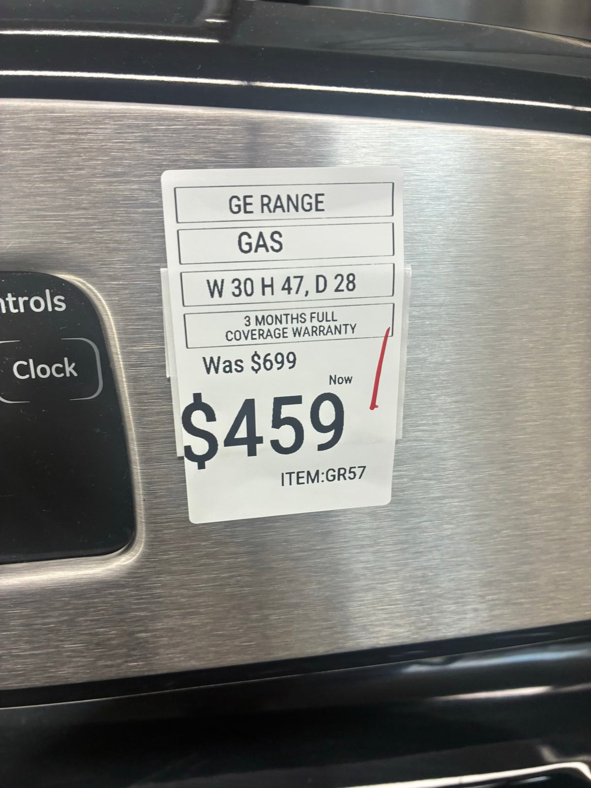 GE Gas Range Black 4 Burners 30”