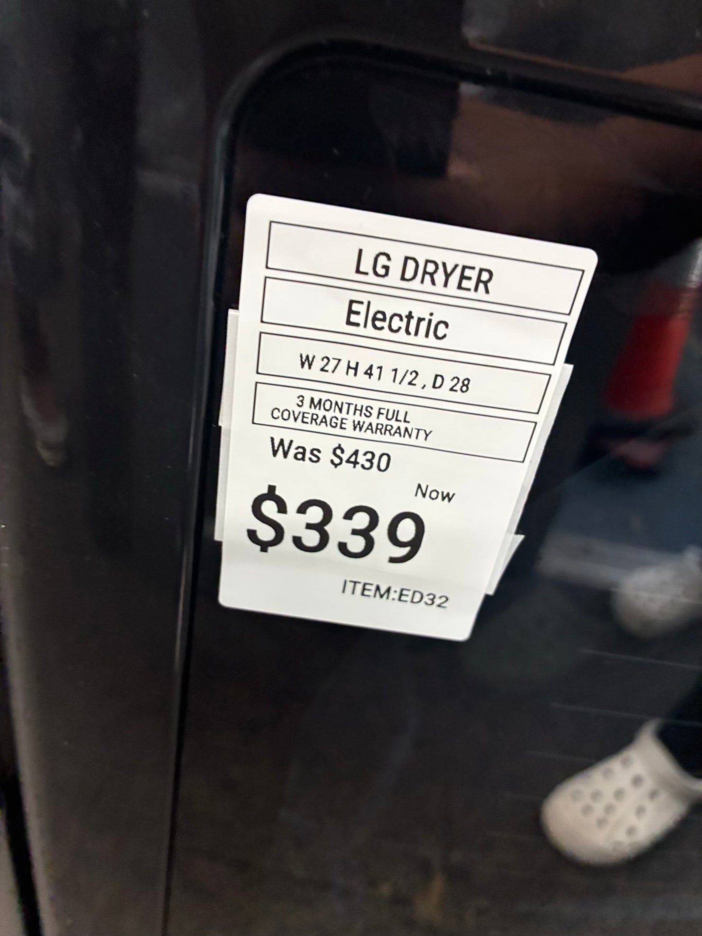 LG electric dryer 27” large capacity slate