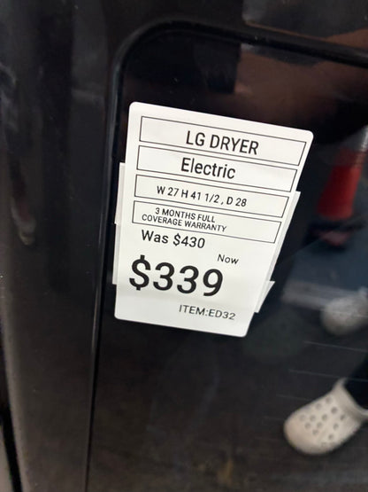 LG electric dryer 27” large capacity slate