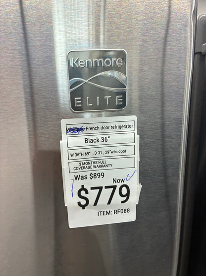 Kenmore French door refrigerator stainless steel 36” ice maker water dispenser
