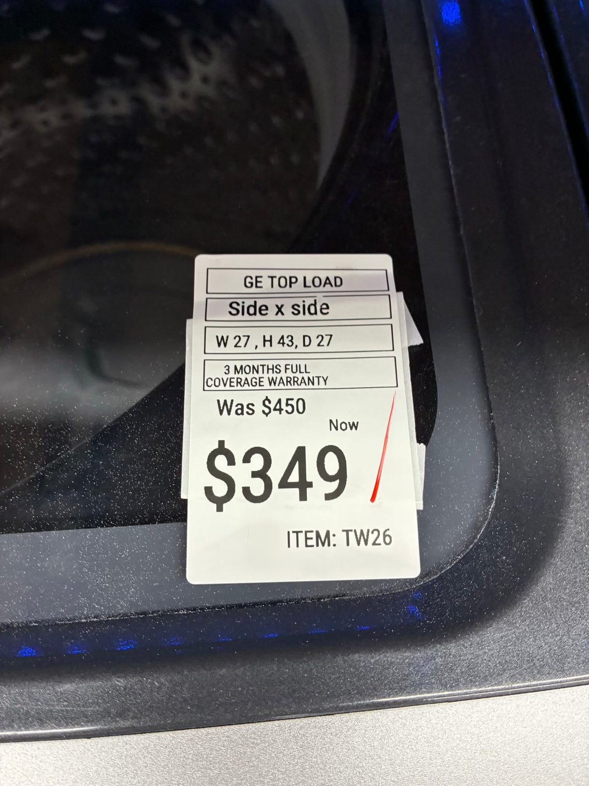 GE top load washer 27” large capacity
