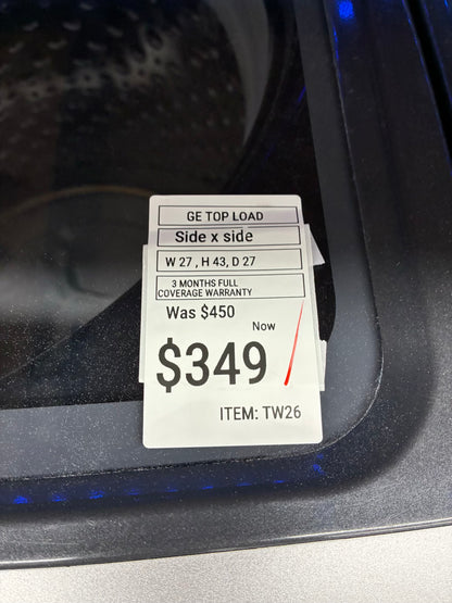 GE top load washer 27” large capacity