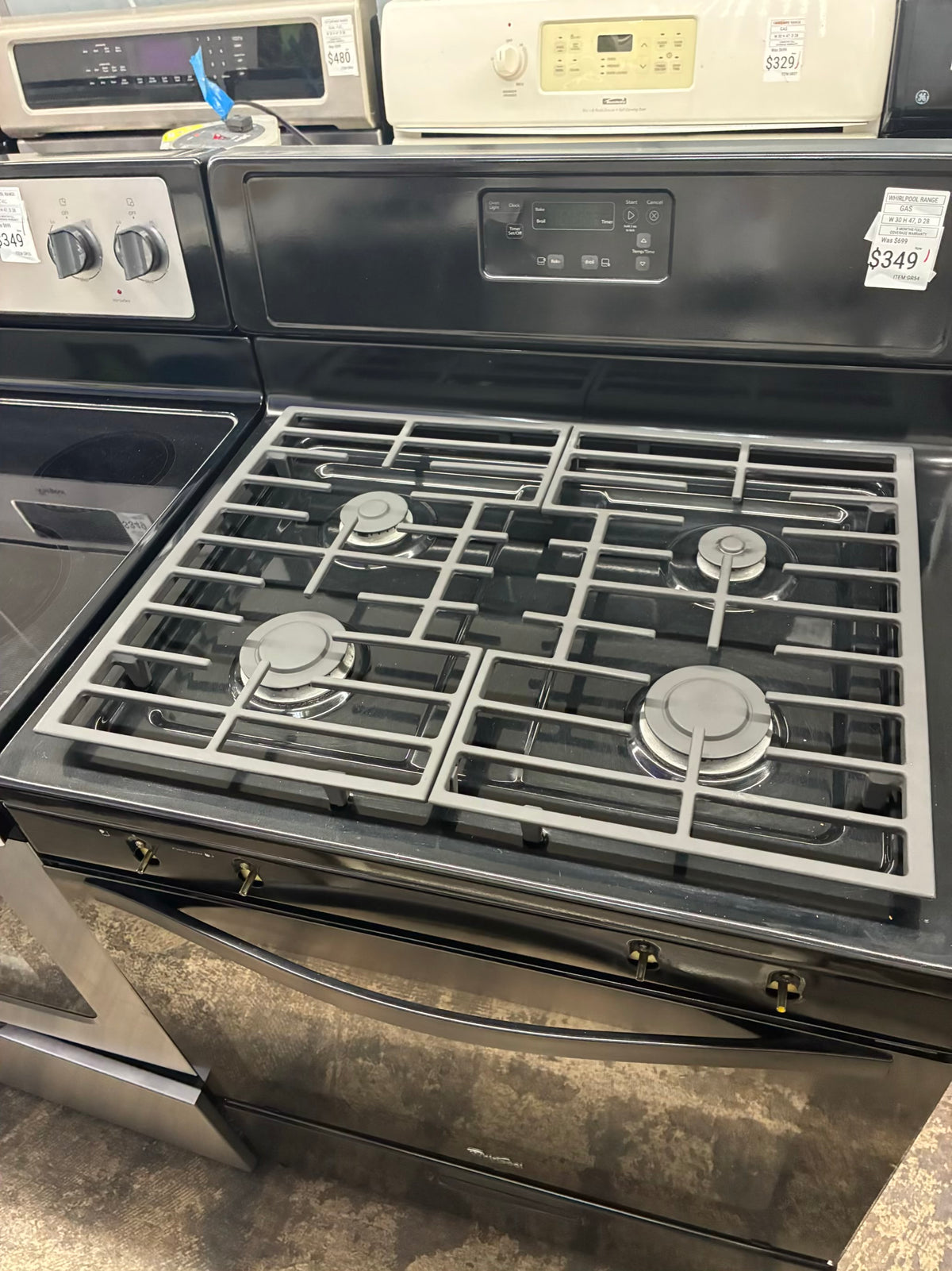 Whirlpool Gas Range Black 4 Burners 30”