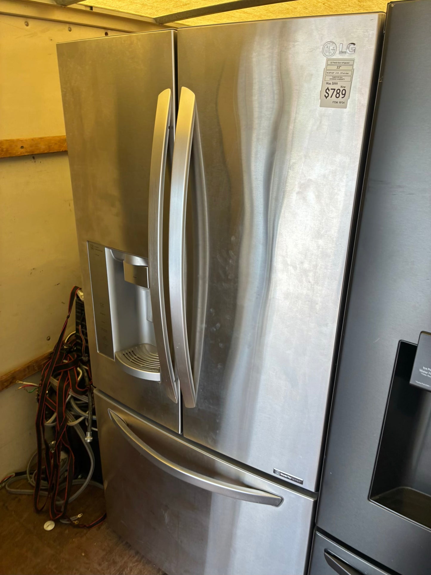LG French door refrigerator stainless steel 33” ice maker water dispenser