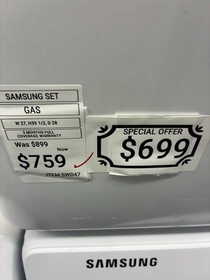 SAMSUMG electric washer and dryer 27” front load