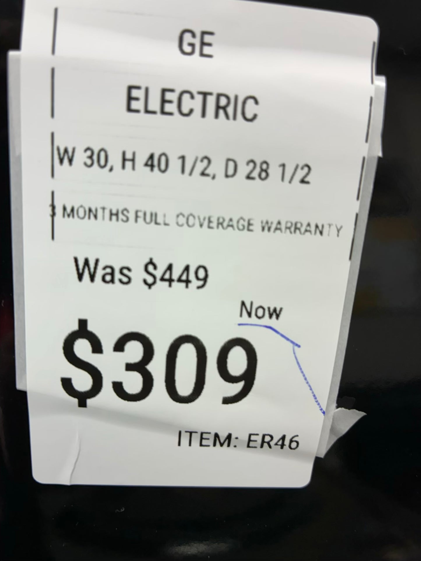 GE  electric range black 4 burners 30”