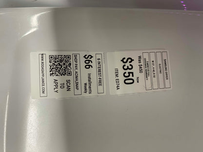 ITEM: ED74A Samsung electric dryer large capacity side x side 29 in